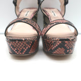 Miu Miu Snakeskin & Glitter Platform Sandals Pink/Silver Size 37.5 NEW
