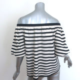 Ba&sh Elvis Off the Shoulder Striped Sweater Navy/Cream Cotton-Modal Size 0 NEW