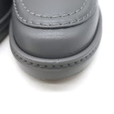 Chanel Quilted Flap CC Turnlock Loafers Gray Leather Size 37.5