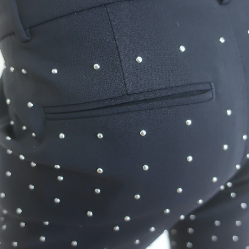 A.L.C. Studded Cropped Pants Black Stretch Crepe Size 0