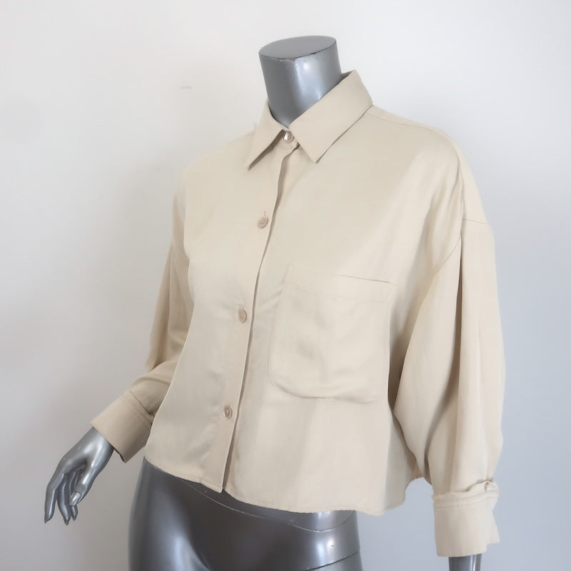 TWP Soon To Be Ex Cropped Shirt Beige Linen-Blend Size Extra Small/Small