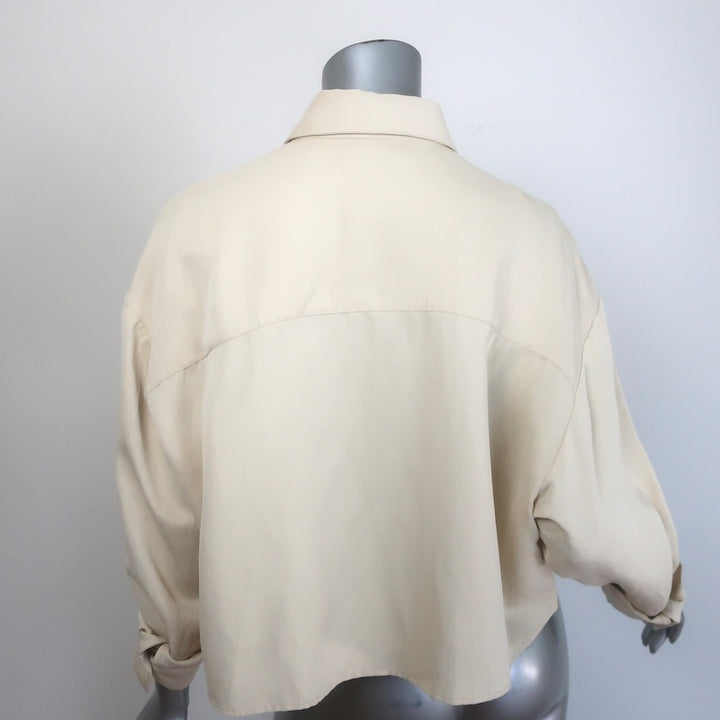 TWP Soon To Be Ex Cropped Shirt Beige Linen-Blend Size Extra Small/Small