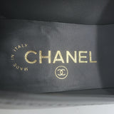 Chanel Quilted Flap CC Turnlock Loafers Gray Leather Size 37.5