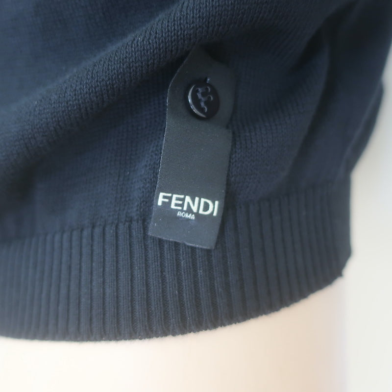 Fendi Monster Eyes Intarsia Knit Crewneck Sweater Black/Gray Size 48