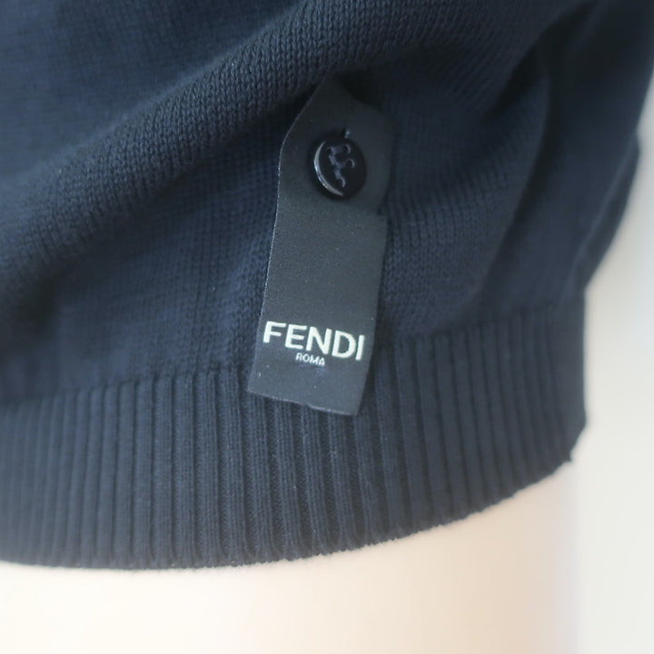 Fendi Monster Eyes Intarsia Knit Crewneck Sweater Black/Gray Size 48