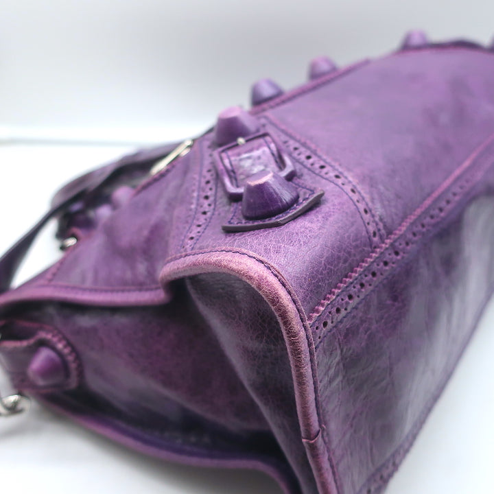 Balenciaga Giant Covered Brogues City Bag Grape Leather