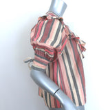 Ulla Johnson Puff Sleeve Ruffled Bib Top Pink Metallic Striped Cotton Size 0