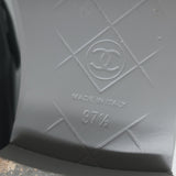 Chanel Quilted Flap CC Turnlock Loafers Gray Leather Size 37.5