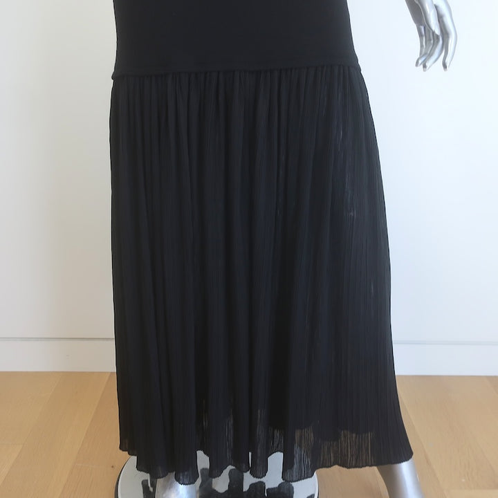 Proenza Schouler Cora One-Shoulder Maxi Dress Black Pleated Chiffon Size 6 NEW