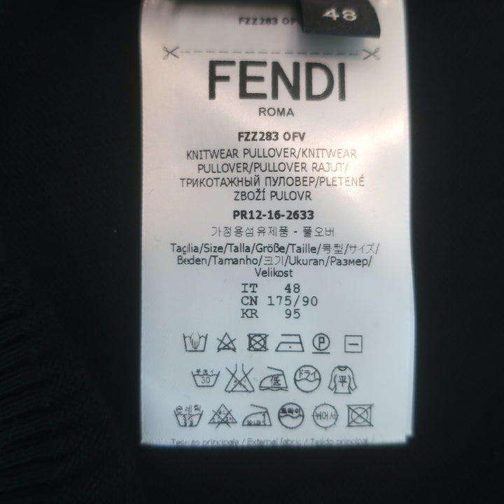 Fendi Monster Eyes Intarsia Knit Crewneck Sweater Black/Gray Size 48