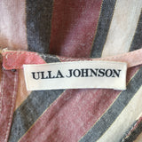 Ulla Johnson Puff Sleeve Ruffled Bib Top Pink Metallic Striped Cotton Size 0