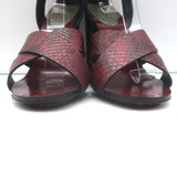 Gucci Lifford Snakeskin Ankle Wrap Sandals Burgundy/Olive Size 37.5 NEW