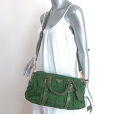 Prada Tessuto Gaufre Braided Handle Satchel Green Nylon Medium Crossbody Bag