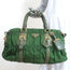 Prada Tessuto Gaufre Braided Handle Satchel Green Nylon Medium Crossbody Bag