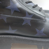Valentino Camustars Combat Boots Black & Navy Star Print Leather Size 40