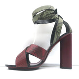 Gucci Lifford Snakeskin Ankle Wrap Sandals Burgundy/Olive Size 37.5 NEW