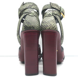 Gucci Lifford Snakeskin Ankle Wrap Sandals Burgundy/Olive Size 37.5 NEW