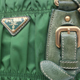 Prada Tessuto Gaufre Braided Handle Satchel Green Nylon Medium Crossbody Bag