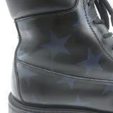 Valentino Camustars Combat Boots Black & Navy Star Print Leather Size 40