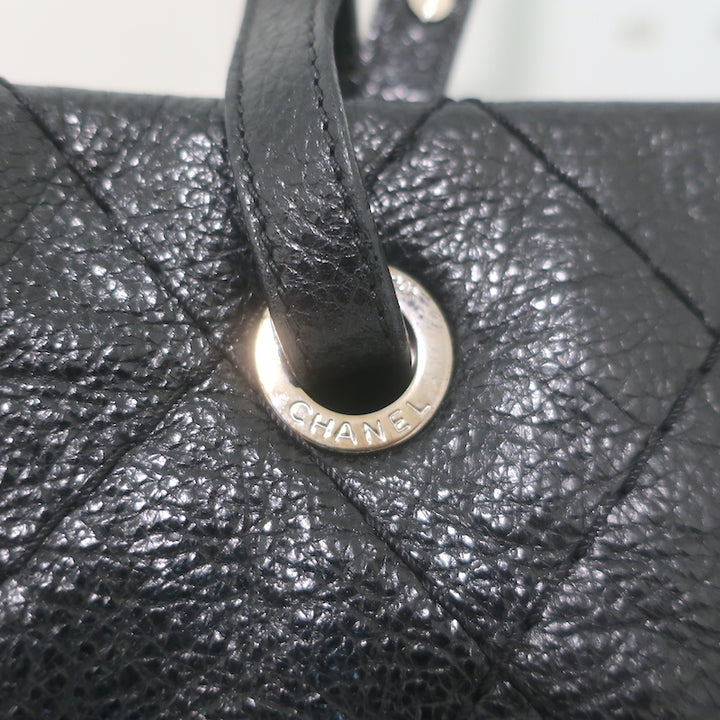 Chanel 2010 On The Road Tote Black Glazed Leather Large Shoulder Bag