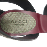 Gucci Lifford Snakeskin Ankle Wrap Sandals Burgundy/Olive Size 37.5 NEW