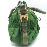 Prada Tessuto Gaufre Braided Handle Satchel Green Nylon Medium Crossbody Bag