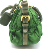 Prada Tessuto Gaufre Braided Handle Satchel Green Nylon Medium Crossbody Bag