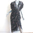 IRO Ruffled Midi Dress Gargas Black Lurex Printed Size 32 Flutter Sleeve NEW