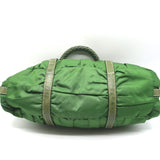 Prada Tessuto Gaufre Braided Handle Satchel Green Nylon Medium Crossbody Bag