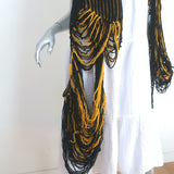 Balenciaga Oversized Shredded Knit Scarf Yellow/Black Ribbed Wool