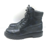 Valentino Camustars Combat Boots Black & Navy Star Print Leather Size 40