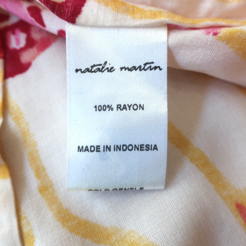 Natalie Martin Penny Tie-Neck Blouse Yellow Printed Crepe Size Extra Small NEW