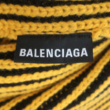 Balenciaga Oversized Shredded Knit Scarf Yellow/Black Ribbed Wool