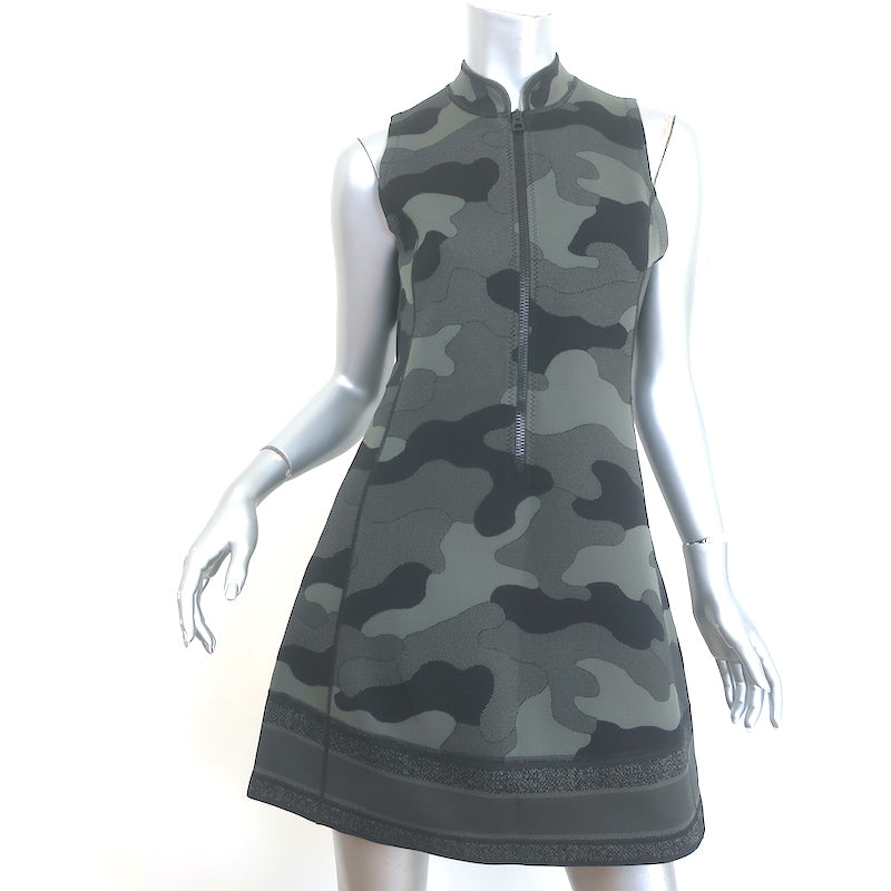 Christian Dior Camouflage Zip-Front Mini Dress Olive Gray Size US 8 NE Celebrity Owned Christian Dior Camouflage Zip-Front Mini Dress Olive Gray Size US 8 NE Celebrity Owned