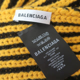 Balenciaga Oversized Shredded Knit Scarf Yellow/Black Ribbed Wool
