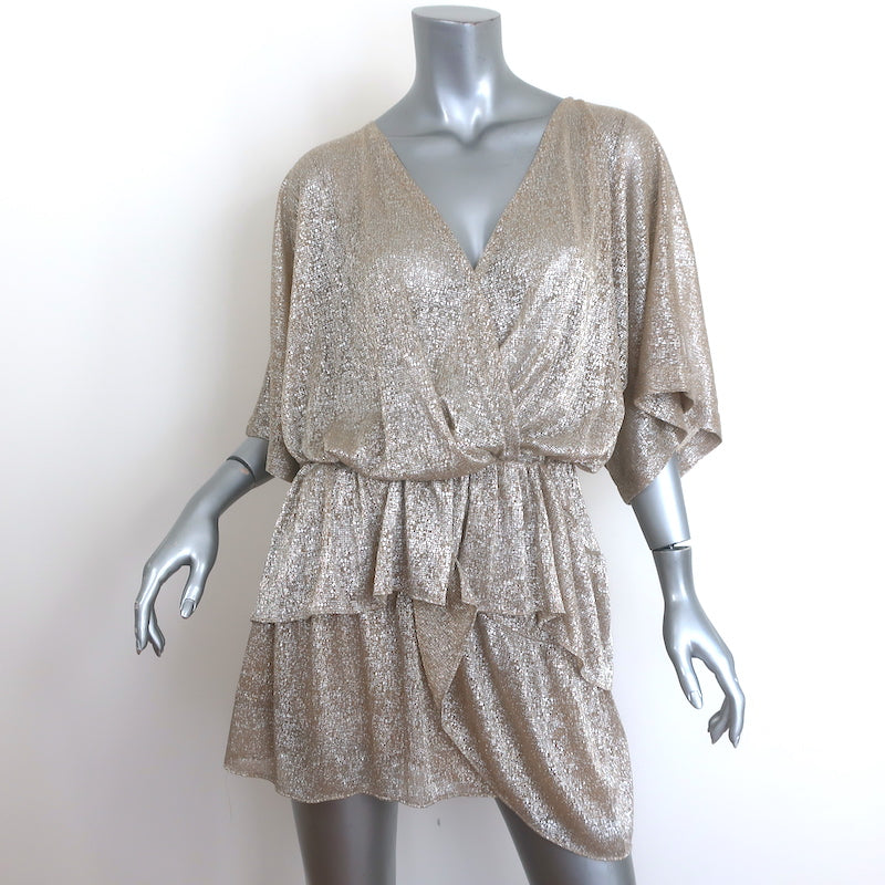 IRO Wide Blouson Mini Dress Gold Metallic Size 34 IRO Wide Blouson Mini Dress Gold Metallic Size 34
