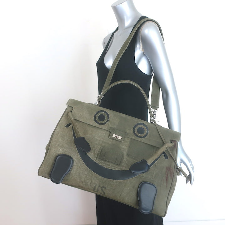 READYMADE Extra Large Doll Bag Army Green Recycled Canvas