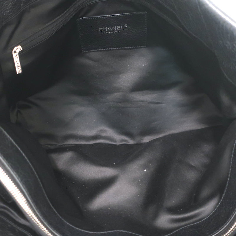 Chanel 2010 On The Road Tote Black Glazed Leather Large Shoulder Bag