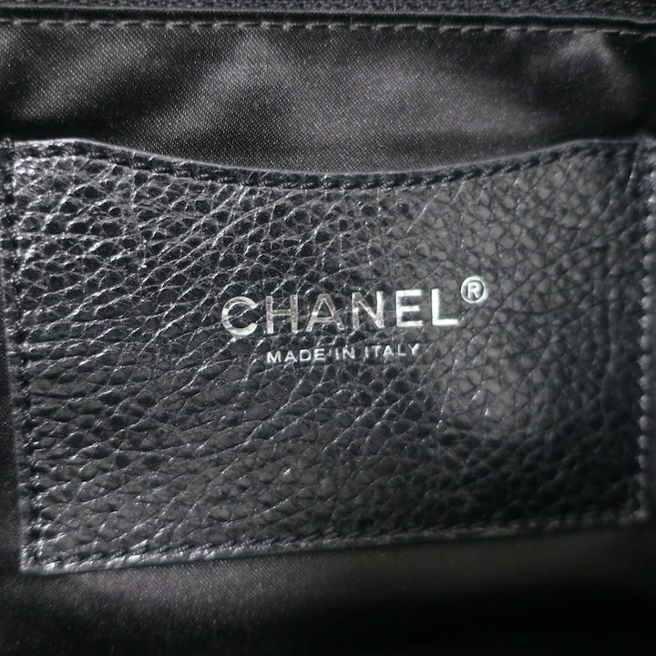 Chanel 2010 On The Road Tote Black Glazed Leather Large Shoulder Bag
