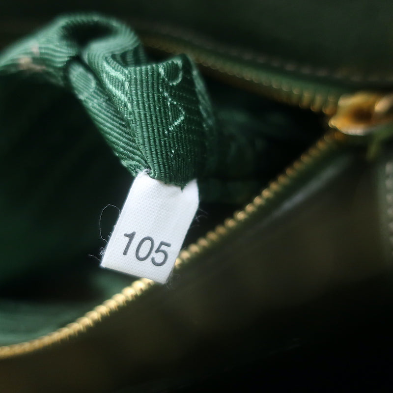 Prada Tessuto Gaufre Braided Handle Satchel Green Nylon Medium Crossbody Bag