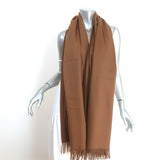 Loro Piana Fringed Cashmere Stole/Scarf Shawl Brown