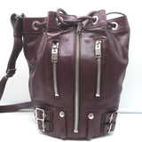 Saint Laurent Rider Bucket Bag Bordeaux Leather Medium Crossbody