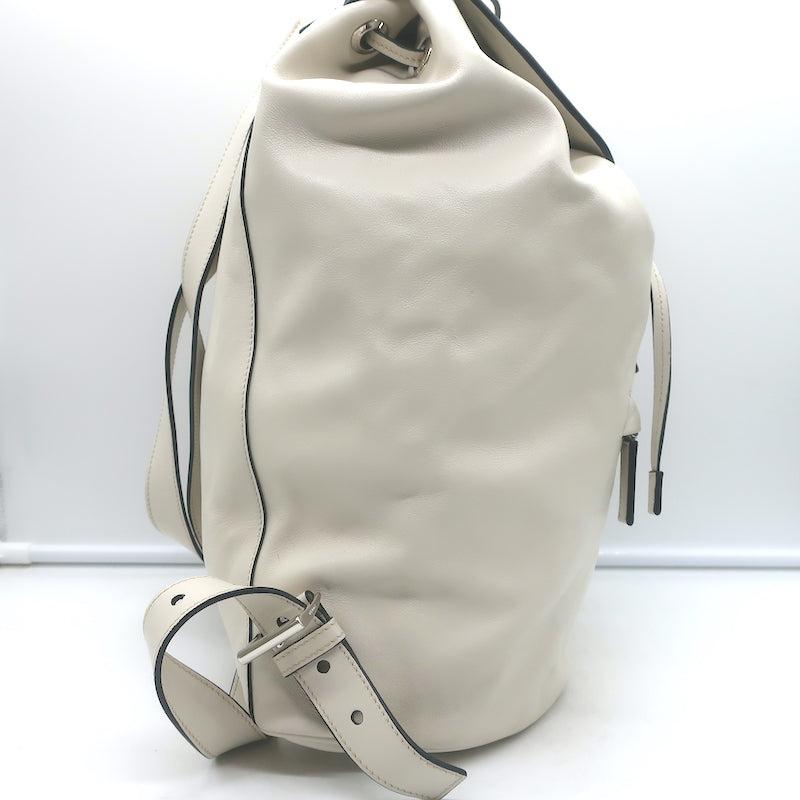 Vintage Prada Large Cinch Backpack Cream Leather