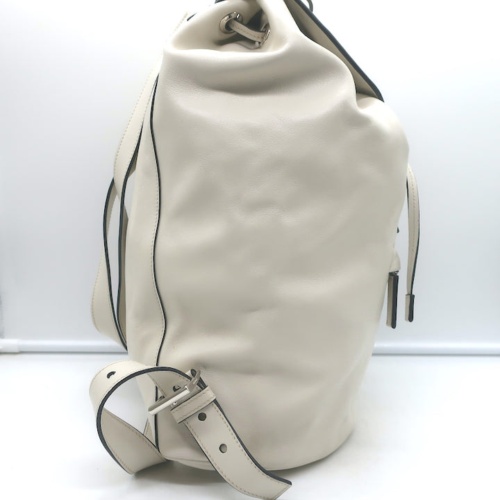 Vintage Prada Large Cinch Backpack Cream Leather