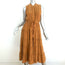Ulla Johnson Sleeveless Tiered Midi Dress Minetta Mustard Silk Size 0