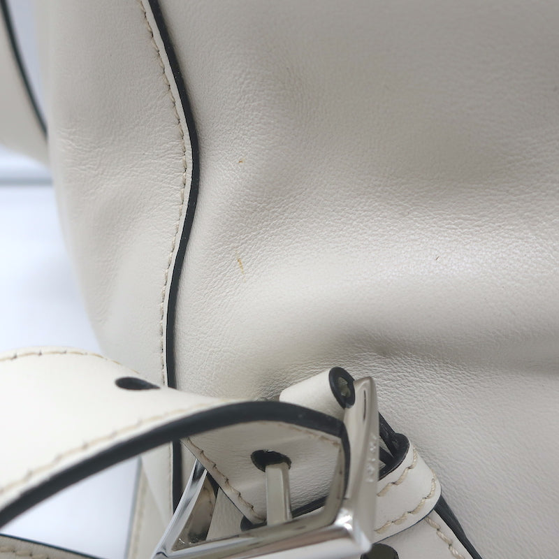 Vintage Prada Large Cinch Backpack Cream Leather