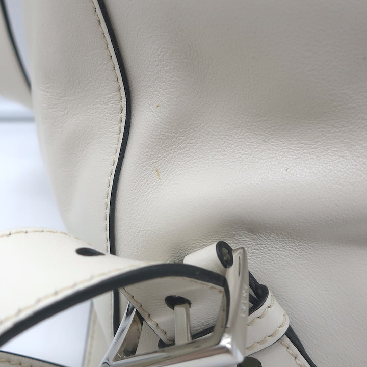 Vintage Prada Large Cinch Backpack Cream Leather