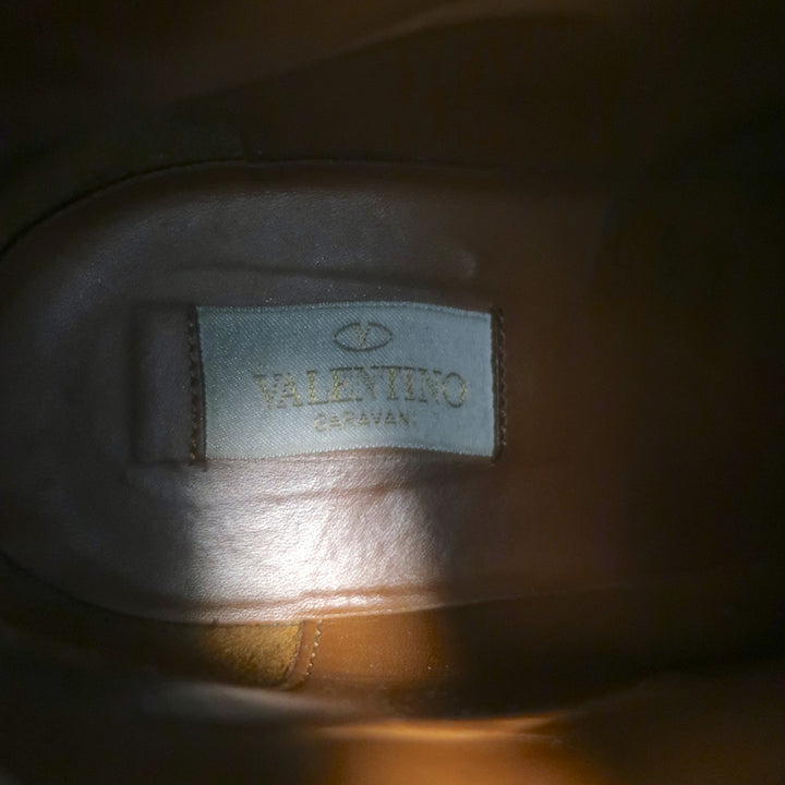 Valentino Camustars Combat Boots Black &amp; Navy Star Print Leather Size 40
