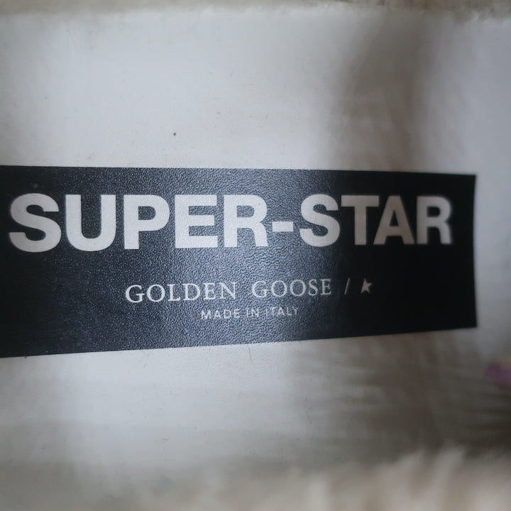 Golden Goose Superstar Shearling Sneakers White Leather &amp; Purple Glitter Size 38