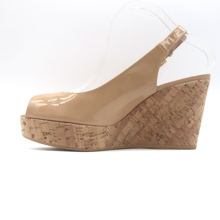 Stuart Weitzman Jean Cork Wedge Sandals Beige Size 8